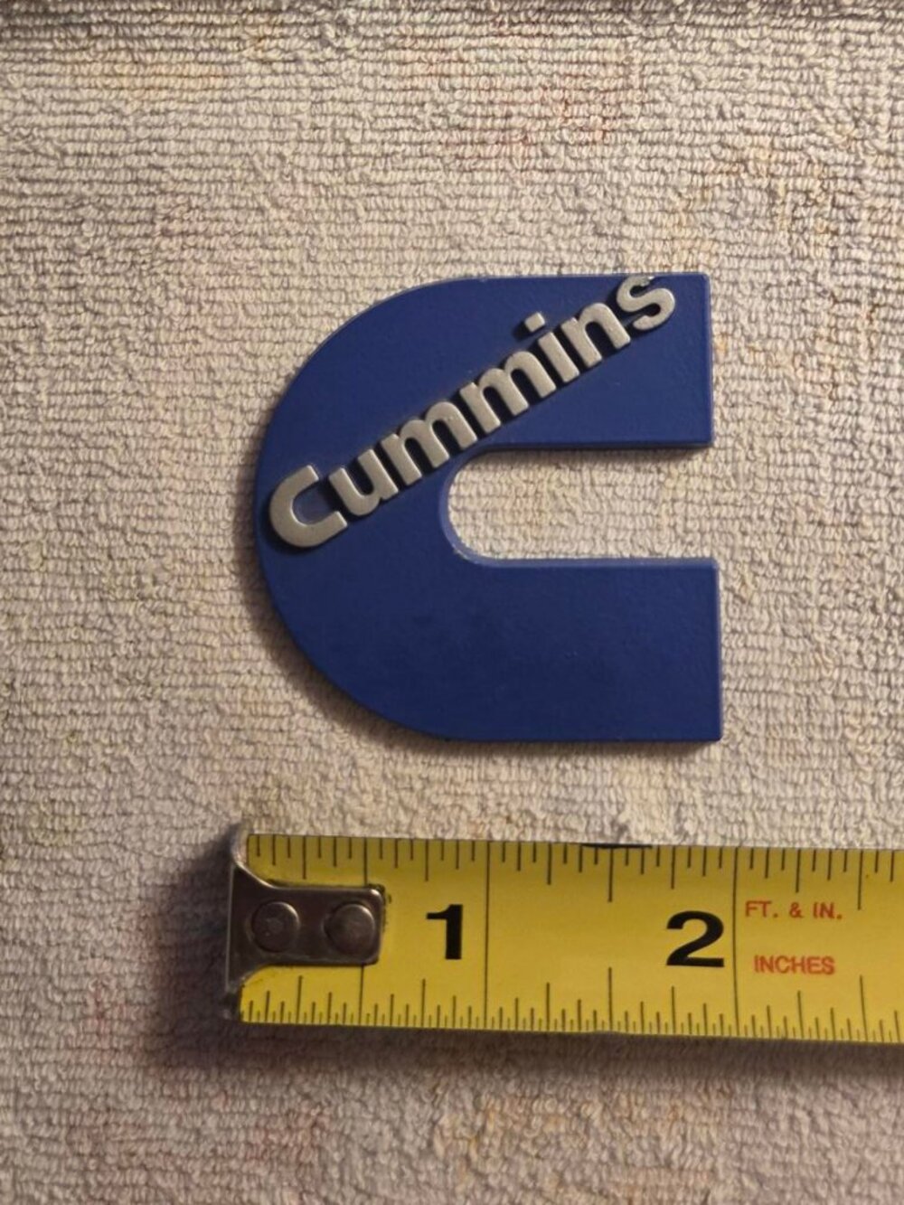 Vintage Cummins Cast Metal Blue C Logo Emblem from a Bradley engine